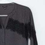 Ann Taylor Petite Polka Dot Lace Detail V Neck Long Sleeve Blouse Shirt XSP Work Photo 1