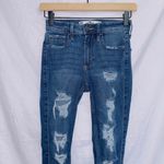 Hollister Soft Stretch Dark Wash Distressed Curvy Mid Rise Super Skinny Jean 23 Photo 2