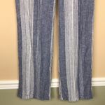 Old Navy  Women’s Linen Blend Striped Blue White Pull On Straight Leg Pants Photo 2