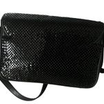 Whiting & Davis Black Leather Black Brass Circle Flat Mesh Crossbody Bag Photo 1