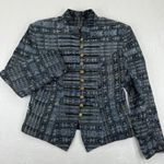 Milagros Hand Loomed Clothing Jacket Blue Geometric Pattern Mandarin Collar L Size L Photo 2