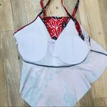 New Boutique floral orangish red and black swimsuit top size XL Photo 2