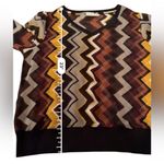 Missoni x Target Multicolor Chevron Earthy Sheer Long Sleeve V Neck Top Sz S Brown Photo 10