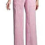 Lands' End  Women's‎ Heathered Pink Linen Wide Leg Mid Rise Casual Pants Size 6 Photo 0