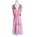 MISA Los Angeles MISA - Nicoletta Pink Sleeveless Midi Tassel Tie Waist Tiered Dress Sz S Photo 3