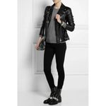 Alexander McQueen  • black calfskin boot chunky silver metal studded moto Photo 4