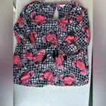 Crown & Ivy  Womens SZ M Crab Print Tunic Top Shirt 3/4 Sleeve Keyhole Back Ties Photo 1