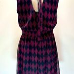 Modcloth Navy & Pink Diamond Semi Sheer Chiffon Overlay Sleeveless Dress Fervour Photo 5