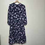 Tuckernuck Hyacinth House Navy & Blush Abstract Floral Rosalind Ruffle Midi Dress Sz L Photo 1