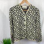 Ami Knits Tan & Blue Vintage Print Button Up Cardigan Sweater 6 Photo 0
