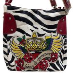 NEW Unbranded Faux Leather Zebra Print and Red Big Patch Medium Hand Bag Photo 2