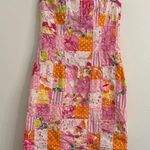 Lilly Pulitzer vintage y2k Dress Women's Patchwork Strapless Short Cotton Sz 4 Photo 0