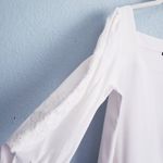 Ann Taylor  White Square Neck Floral Eyelet Long Sleeve Blouse Photo 3