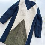 J.Crew  Women’s Teddy Sherpa Colorblock Thick Coat Green Ivory Navy Blue Photo 8