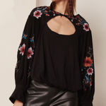 Free People Lita Embroidered Cutout Top sz M Photo 0