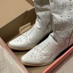 White Studded Cowboy Boots Size 8.5 Photo 4