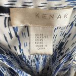 Kenar  white black and royal blue notched vneck top size XS Photo 3