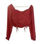 Steve Madden Madden NYC pink shirred corset puff sleeve cropped blouse large Photo 1