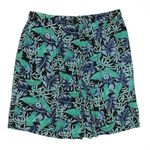 Vintage Phool Tropical Leaf Print Cotton Shorts High Rise Elastic Waist 2X Blue Photo 1