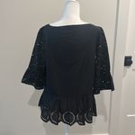 Loft NWT  Black Eyelet Lace Embroidered Top Sz M Photo 3