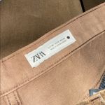 ZARA NWT RELAXED MID-WAIST WAXED JEANS In Brown US -6 Photo 8