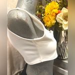 Missguided  Women's Asymmetrical White Crepe Crop Top, Size 6. Photo 2