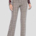 Chico's High Rise Pants Wide-Leg Flare Side Pockets Plaid Brown/Pink/Silver 6R Photo 0