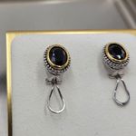 Vtg Stud Earrings Womens Silver Gold Tone Beveled Black Crystal Chunky Statement Photo 6