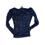 Fuzzi Made In‎ Italy Long Sleeve Blue Leopard Tee Shirt Black Blue Size XS Y2K Photo 1
