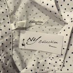 Ny Collection  Dark Blue Polka Dot and White Button Down Shirt Size 1X Photo 3
