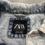 ZARA  Women's Large Graffiti Denim Jean Jacket Blue Graphic‎ Streetwear Oversized Photo 1