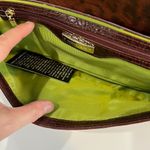 Antonio Melani  NWT Brown Leather Clutch With Tortoise Clasp Green Lining Photo 4