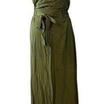 Derek Heart NWOT  szS beautiful green linen look belted side slits maxi dress Photo 0