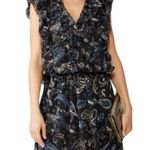 Zadig & Voltaire Mini Dress Rimana Print Paisley Black Beads Ruffle Size small Photo 1