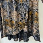 Free People Black & Brown Nouveau New World Drape Long Sleeve Blouse, Sz Large Photo 8