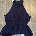 Sadie and Sage NEW NWT  size medium Viscose blend silky navy high neck tank top Photo 4
