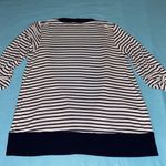 Splendid  cardigan open front long sleeve button tabs 2 pockets navy white size L Photo 3