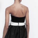 ZARA Black Jacquard Dress With Contrast Bow Party Cocktail Night Out Mini Photo 10