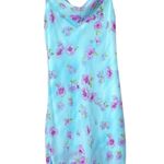 Teeze Me Vintage Y2K Light Blue Floral Cowl Neck Midi Dress Party Size XS Flirty  Photo 0