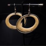 Vintage lucite cream/gold double hoop earrings Gold Photo 11