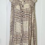 Olivaceous  Tunic Dress Button Down Linen Sleeveless Floral Cream Small Boho Photo 1
