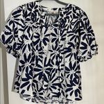 JODIFL  Navy and White Ruffled Bib Collar Blouse Size M Photo 0