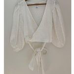 L Space Anthropologie Eyelet White Lace Puff Sleeve Tie Wrap Around Waist Crop M Size M Photo 0