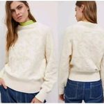 Anthropologie  Nina Velvet Sweater Ivory Scrolls Women's Size‎ XL Photo 5