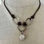 Silpada Sterling Silver & Leather Coin Pearl Necklace Photo 0