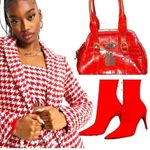 Missguided Misguided red and white checkered blazer with matching crop top set! New Photo 1