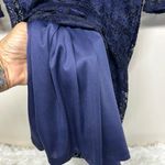 Olivia Matthews Blue Sheath Dress with Bell Sleeves and Lace Photo 4