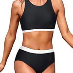 Tempt Me Black and White Sporty Bikini Set, New with Tags, Hygienic Liner, Size XL Photo 0