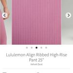 Lululemon  HR Align ribbed 25 Leggings color velvet dust size 0 Photo 1