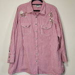 Ariat REAL Red White Gingham Shirt Western Embroidered Womens Size 3X Photo 0